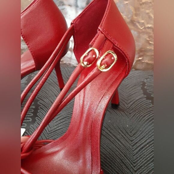 Zara Nwt Red Strappy Fisherman Style Women's Heels - Picture 8 of 13